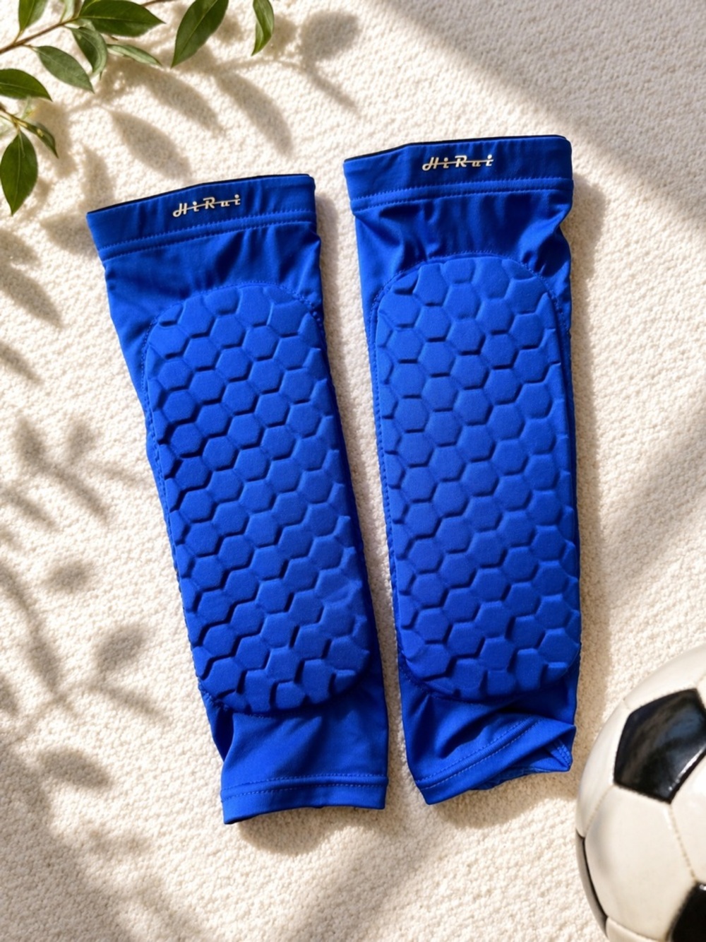 Kids Soccer Shin Guard Sleeves Blue Honeycomb Padding Size XS Youth
